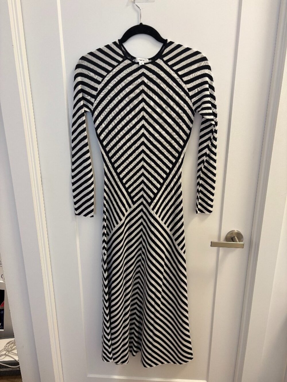 Reiss Black & White Stripe Knit Dress – XS